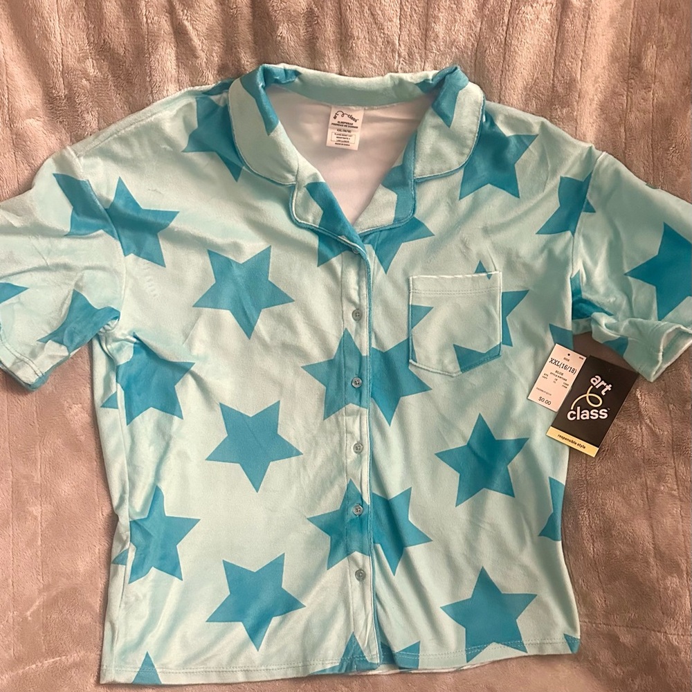 Girl’s Art Class Blue Star Pajama Set - Picture 2 of 4